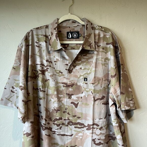 Tachuntfish Men's Tropentarn Camo 5x Button up Gorpcore outdoors hunting camp - Picture 6 of 7